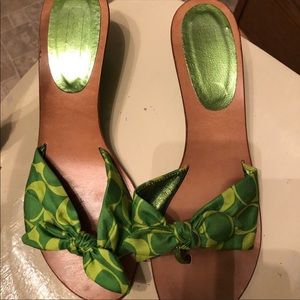 Lime coach handkerchief kitten wedges 9.5